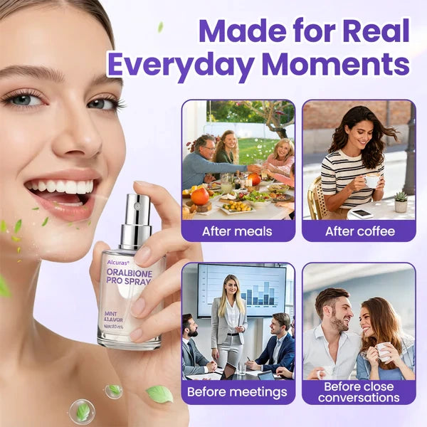 ✨FRESH-BREATH UPGRADE FOR DAILY USE 💜 Alcuras® OralBiome Pro Spray 🦷 Probiotic Support for Fresh Breath, Gum Comfort & Oral Balance ✨