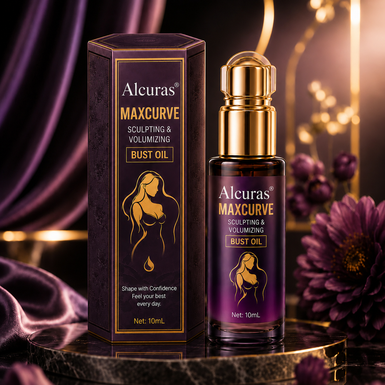 Alcuras® MaxCurve Multi-Zone Sculpting Oil – Lift, Volume & Curve for Bust & Butt