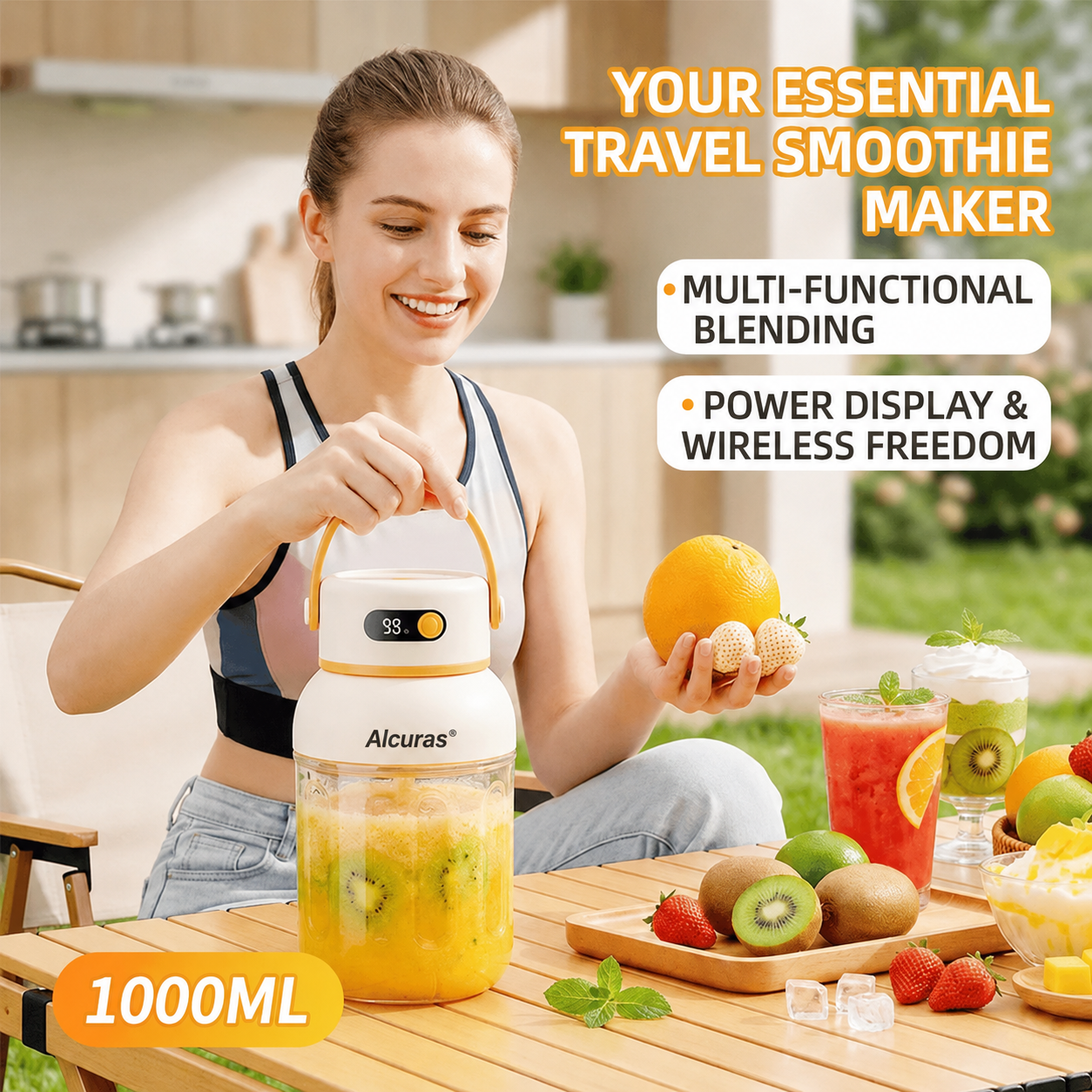 Portable Electric Juicer Cup with zero cord hassle 🥤: Drink fresh nutrient-rich smoothies without struggling with heavy blenders.🍓
