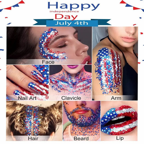 🔥Last Day 70% OFF🦅4th of July Glitter Stick✨🔔Red, White & Blue Body & Hair Sparkle