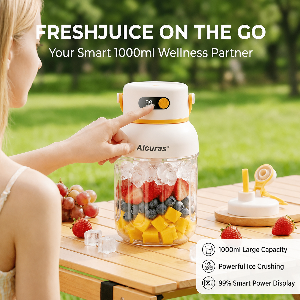 Portable Electric Juicer Cup with zero cord hassle 🥤: Drink fresh nutrient-rich smoothies without struggling with heavy blenders.🍓