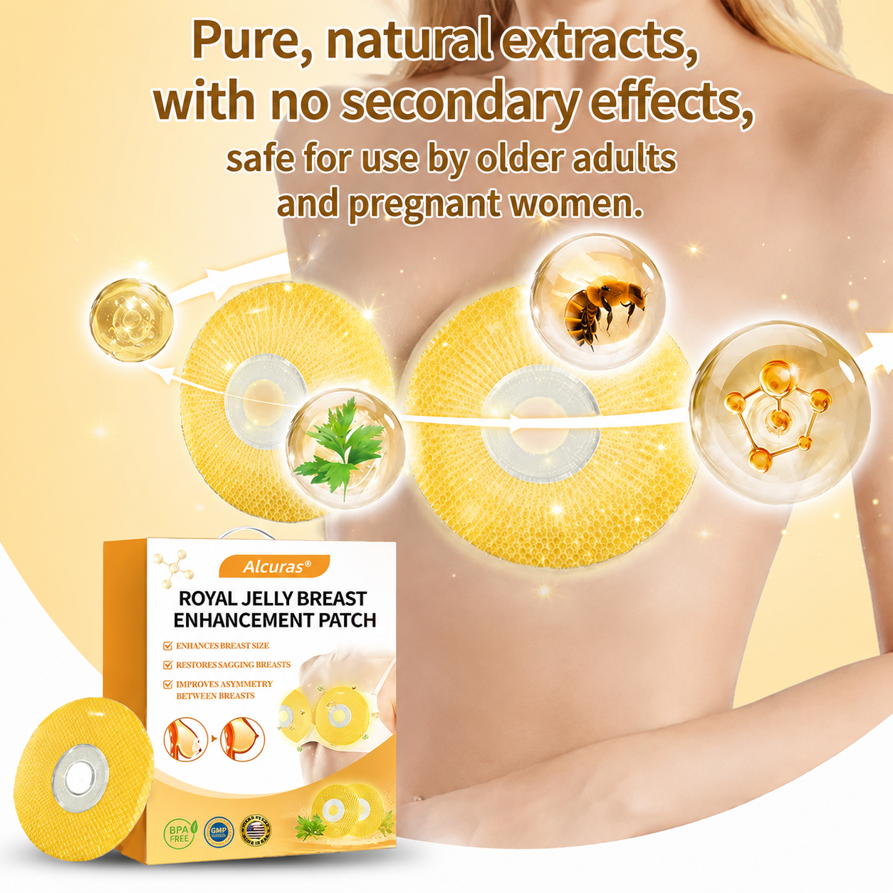 Alcuras®🩰 Breast Enhancement Patch with Royal Jelly-Safe for use while breastfeeding.