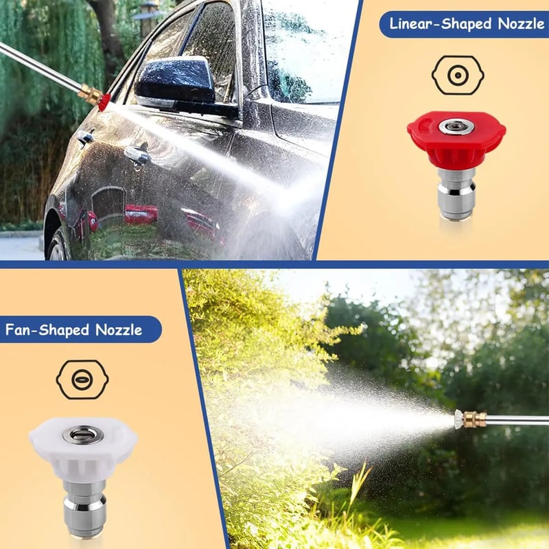 Hydro Jet Power Washer Nozzle 💦 | High-Pressure Garden Hose Attachment with 2 Nozzles & Quick Connectors 🔧✨