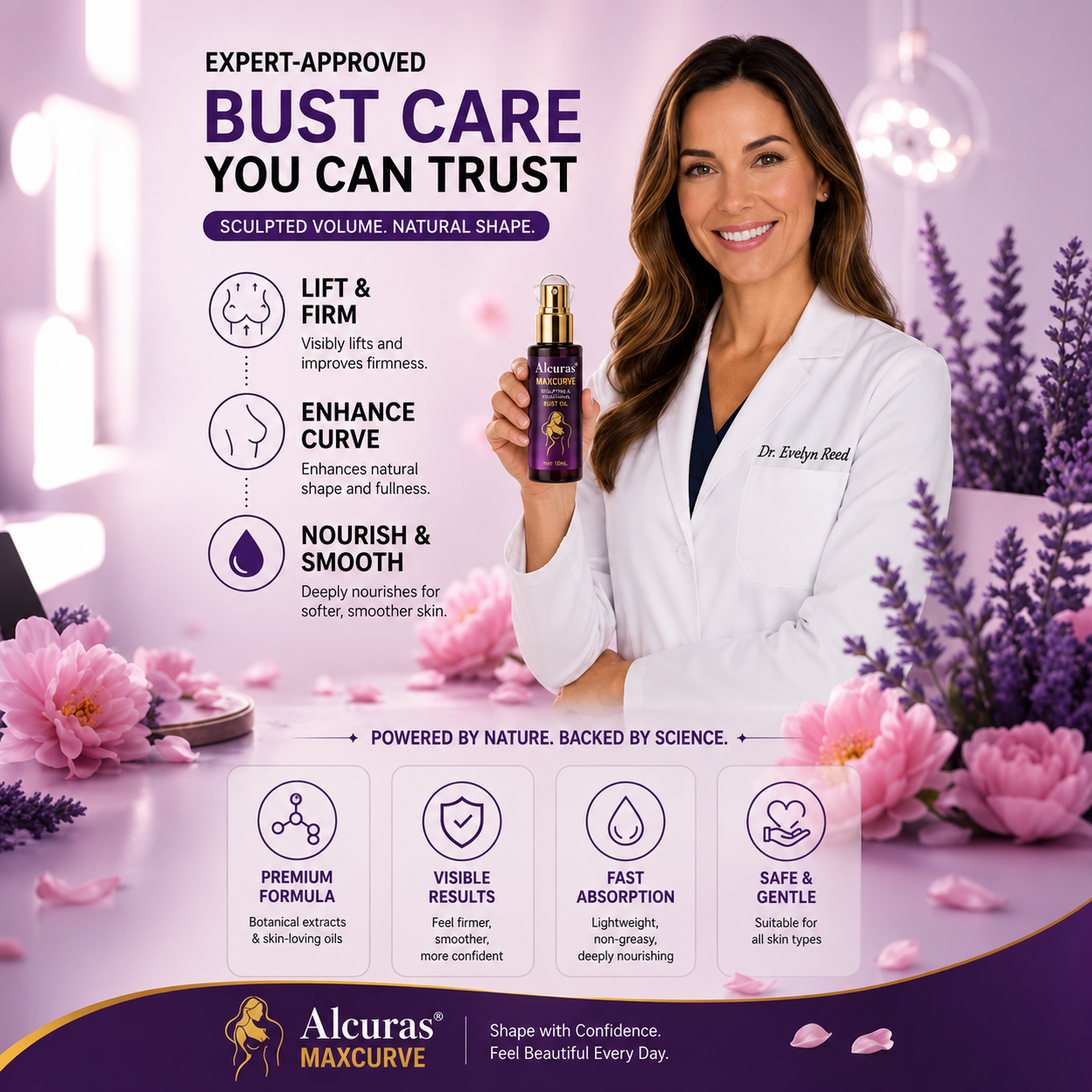 Alcuras® MaxCurve Multi-Zone Sculpting Oil – Lift, Volume & Curve for Bust & Butt