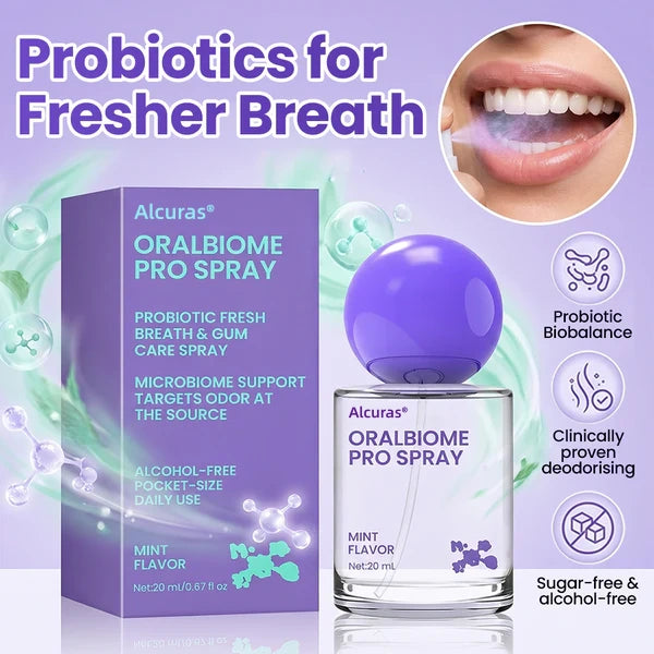 ✨FRESH-BREATH UPGRADE FOR DAILY USE 💜 Alcuras® OralBiome Pro Spray 🦷 Probiotic Support for Fresh Breath, Gum Comfort & Oral Balance ✨