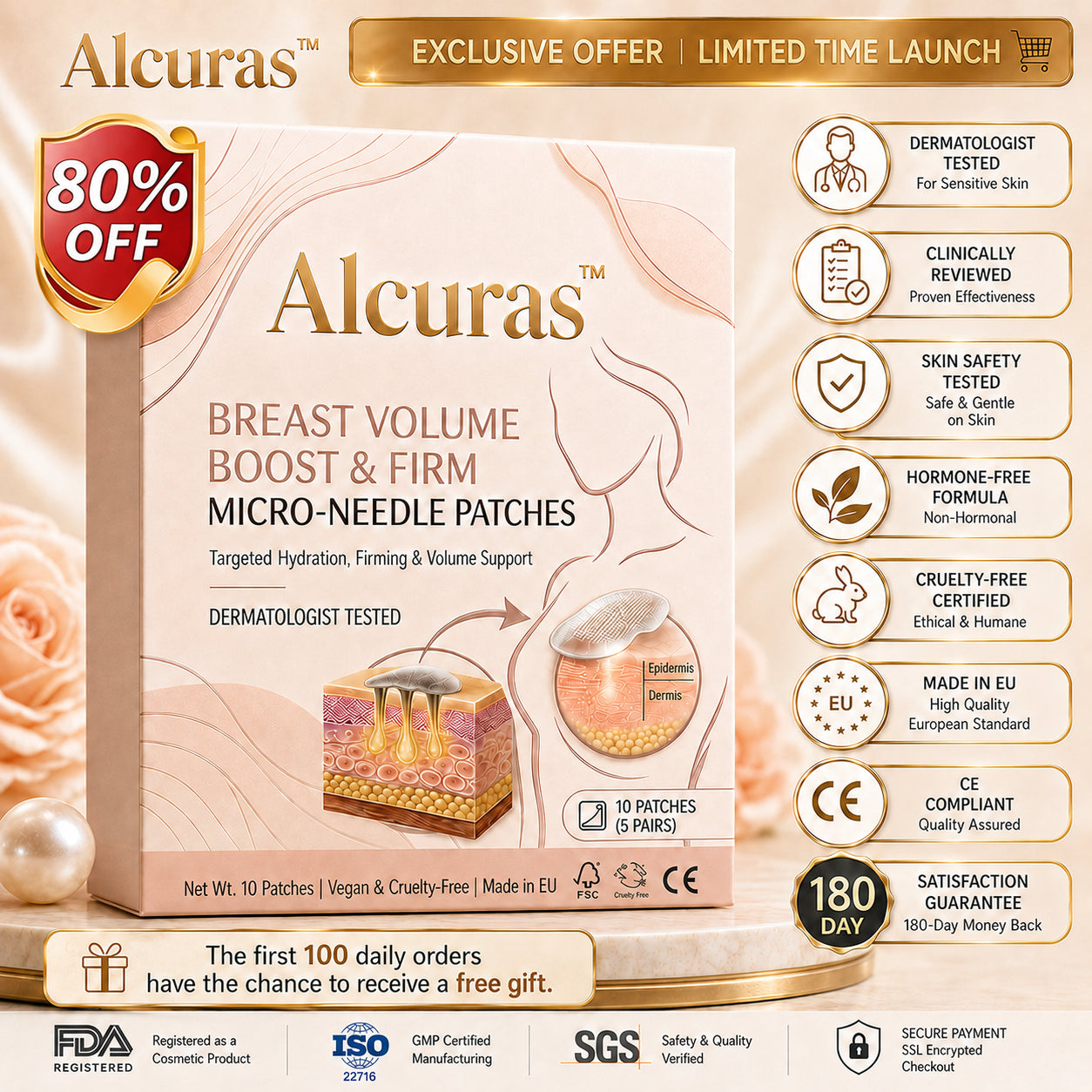 Alcuras®🥛Targeted Breast Enhancement Advanced Nano Microneedle Patch💃