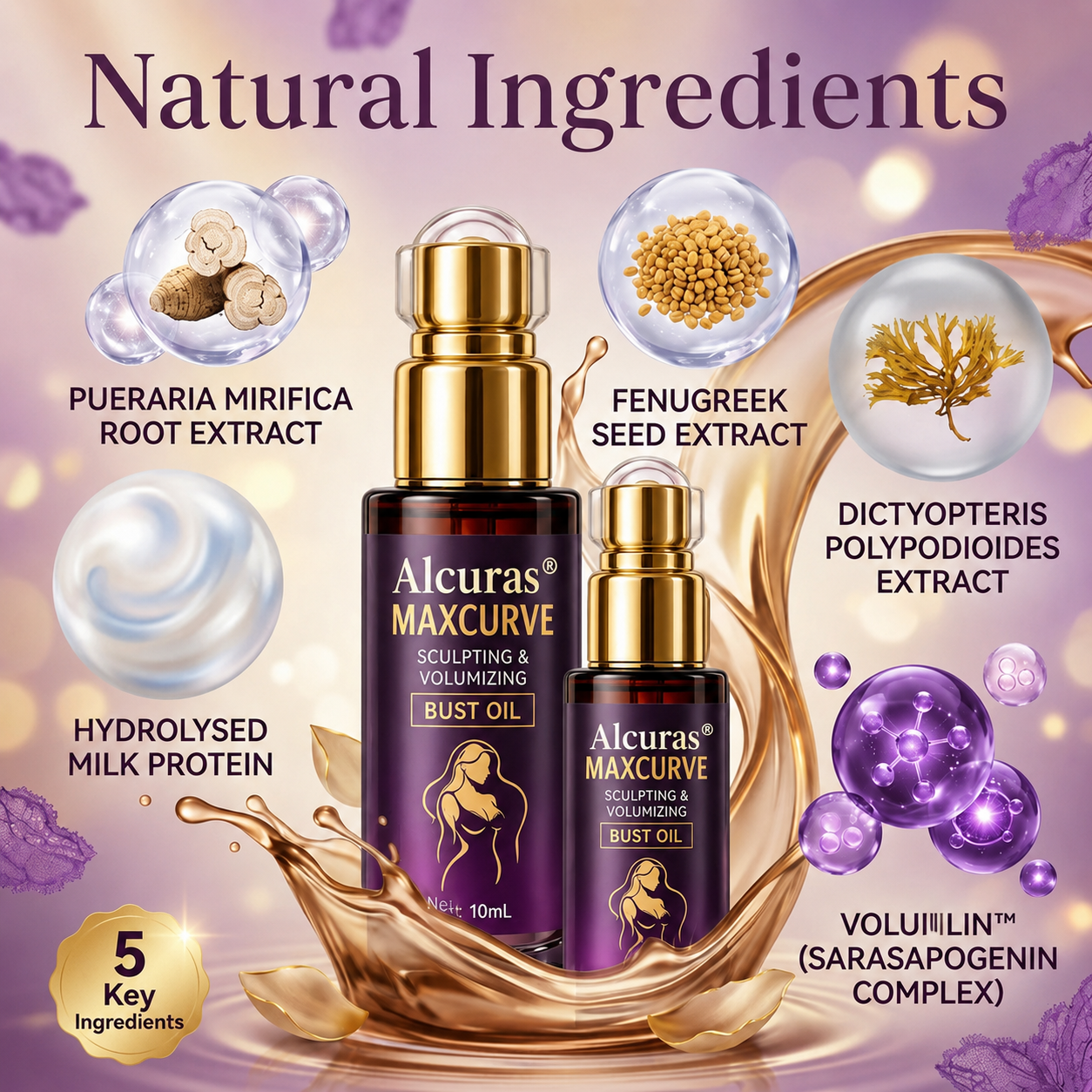 Alcuras® MaxCurve Multi-Zone Sculpting Oil – Lift, Volume & Curve for Bust & Butt