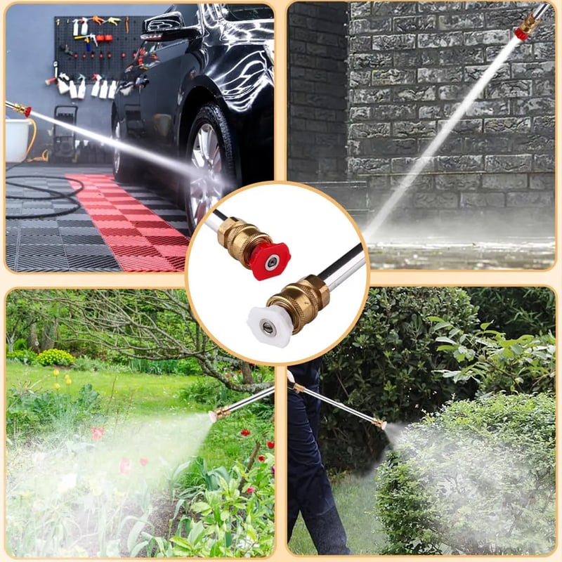 Hydro Jet Power Washer Nozzle 💦 | High-Pressure Garden Hose Attachment with 2 Nozzles & Quick Connectors 🔧✨