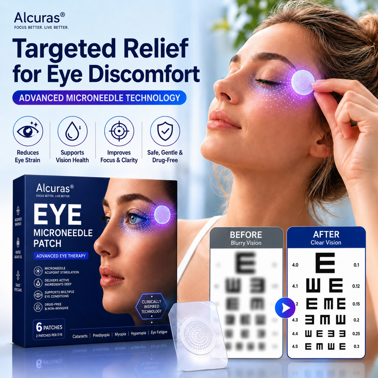 Alcuras® Transdermal Vision-Repair Eye Microneedle Patch✅FDA Approved(Suitable for presbyopia, dry eye syndrome, glaucoma, and cataracts)