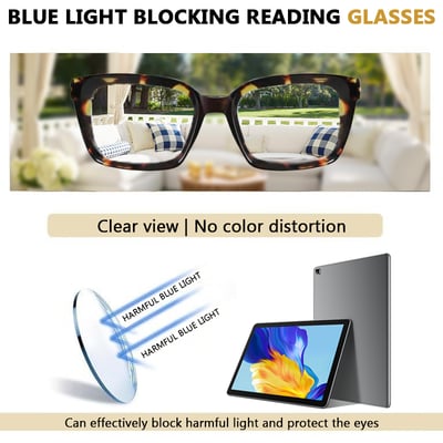 🔥Hot Sale-✨👓3 Pack Tortoiseshell Reading Glasses – Blue Light Blocking Oversized Square Readers