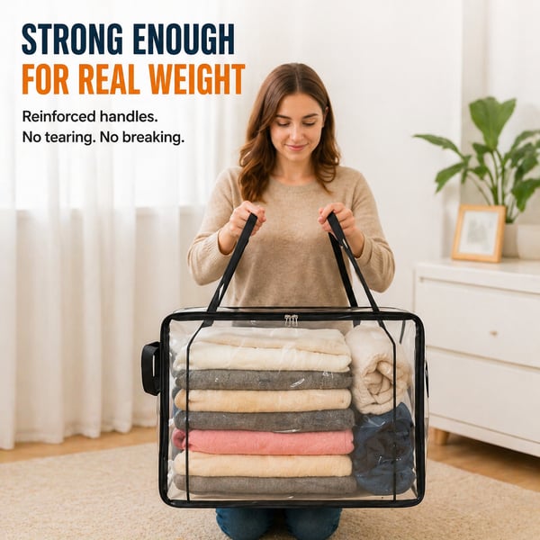 🔥Buy 1 Get 1 Free📢Large Heavy-Duty Thick Plastic Clear Storage Bag for Clothes, Moving & Storage