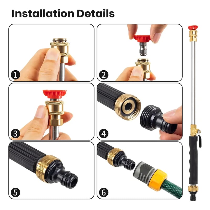Hydro Jet Power Washer Nozzle 💦 | High-Pressure Garden Hose Attachment with 2 Nozzles & Quick Connectors 🔧✨