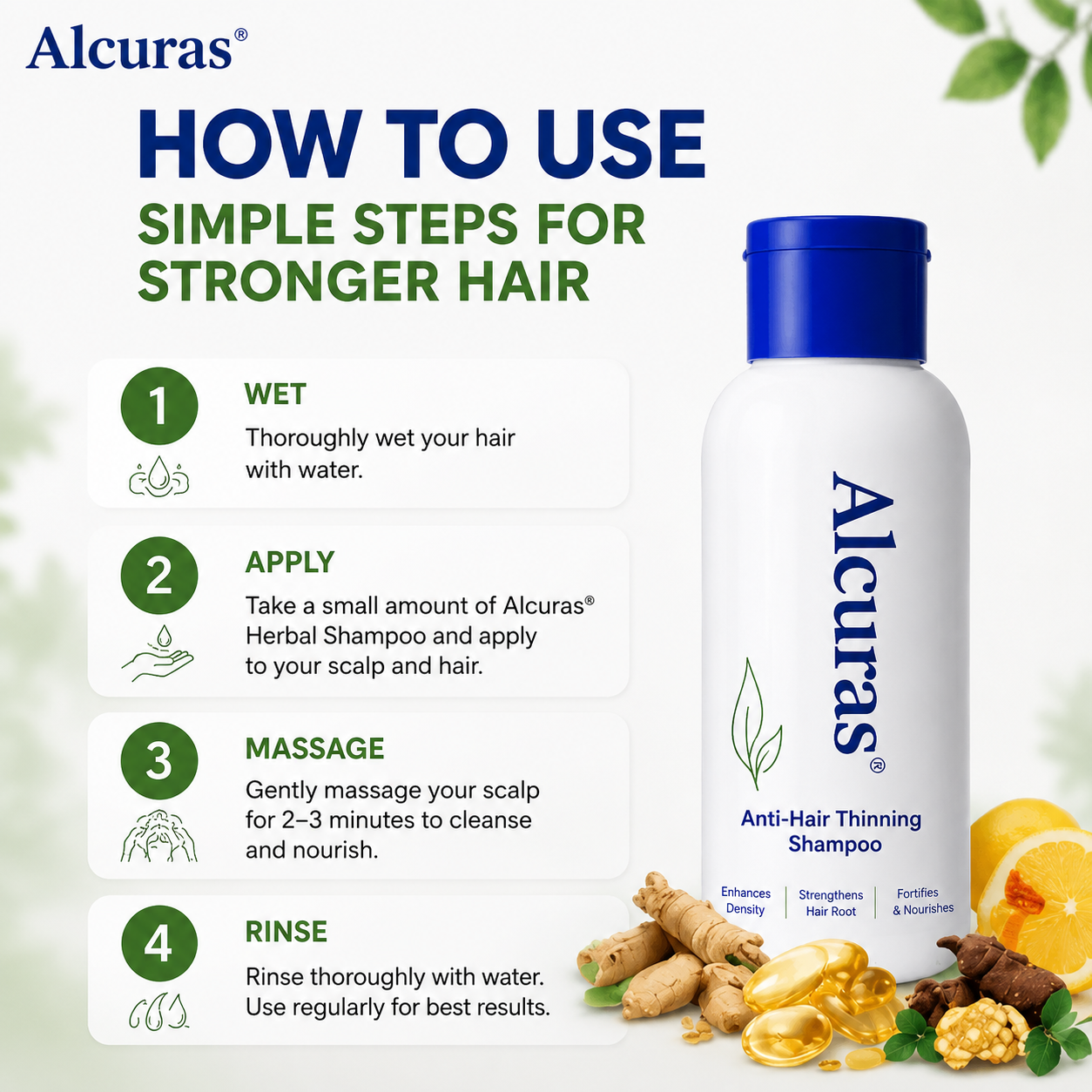 Alcuras® Herbal Shampoo – Anti-Hair Thinning