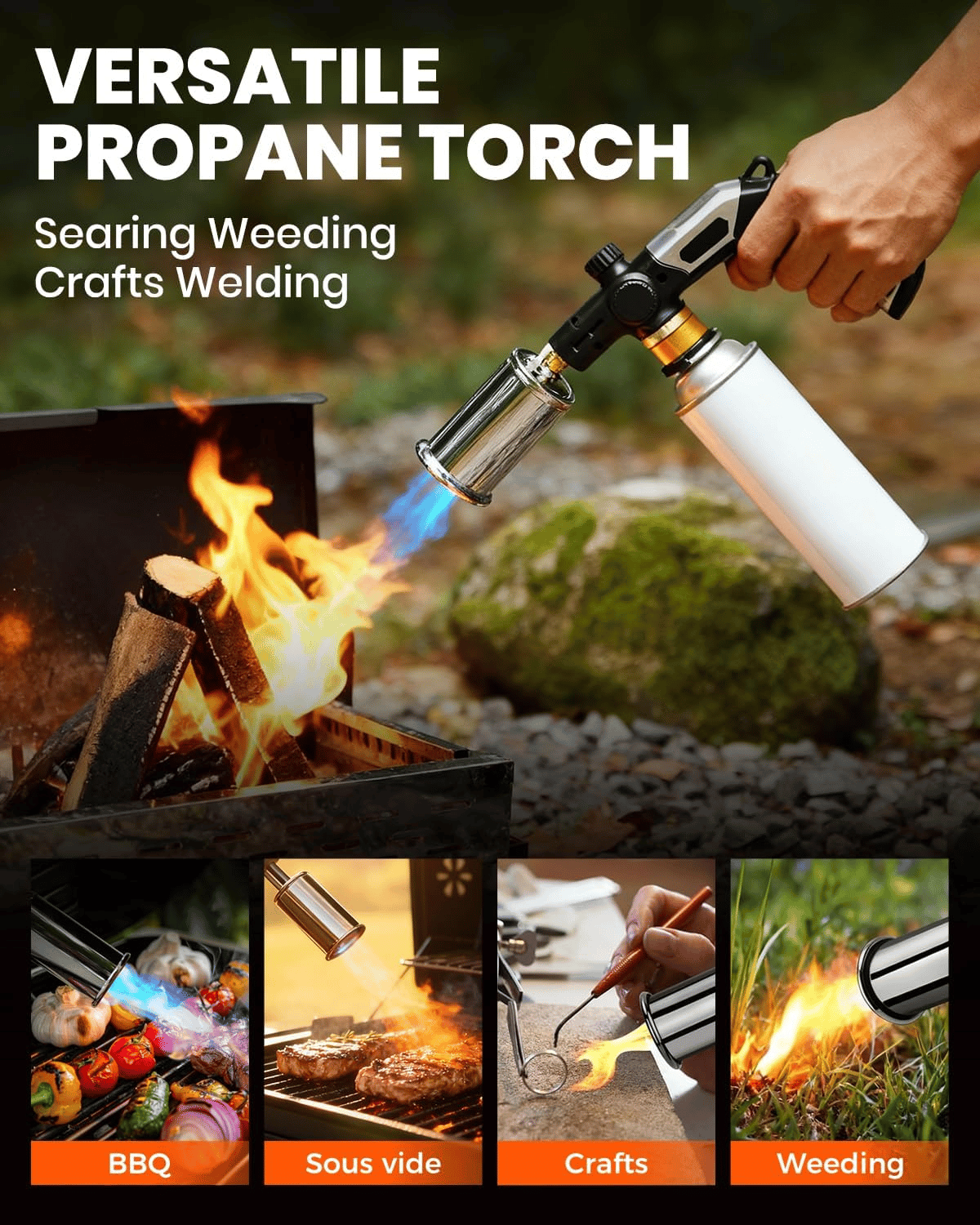 💥New Powerful Propane Torch -2372°F High Temp Flame