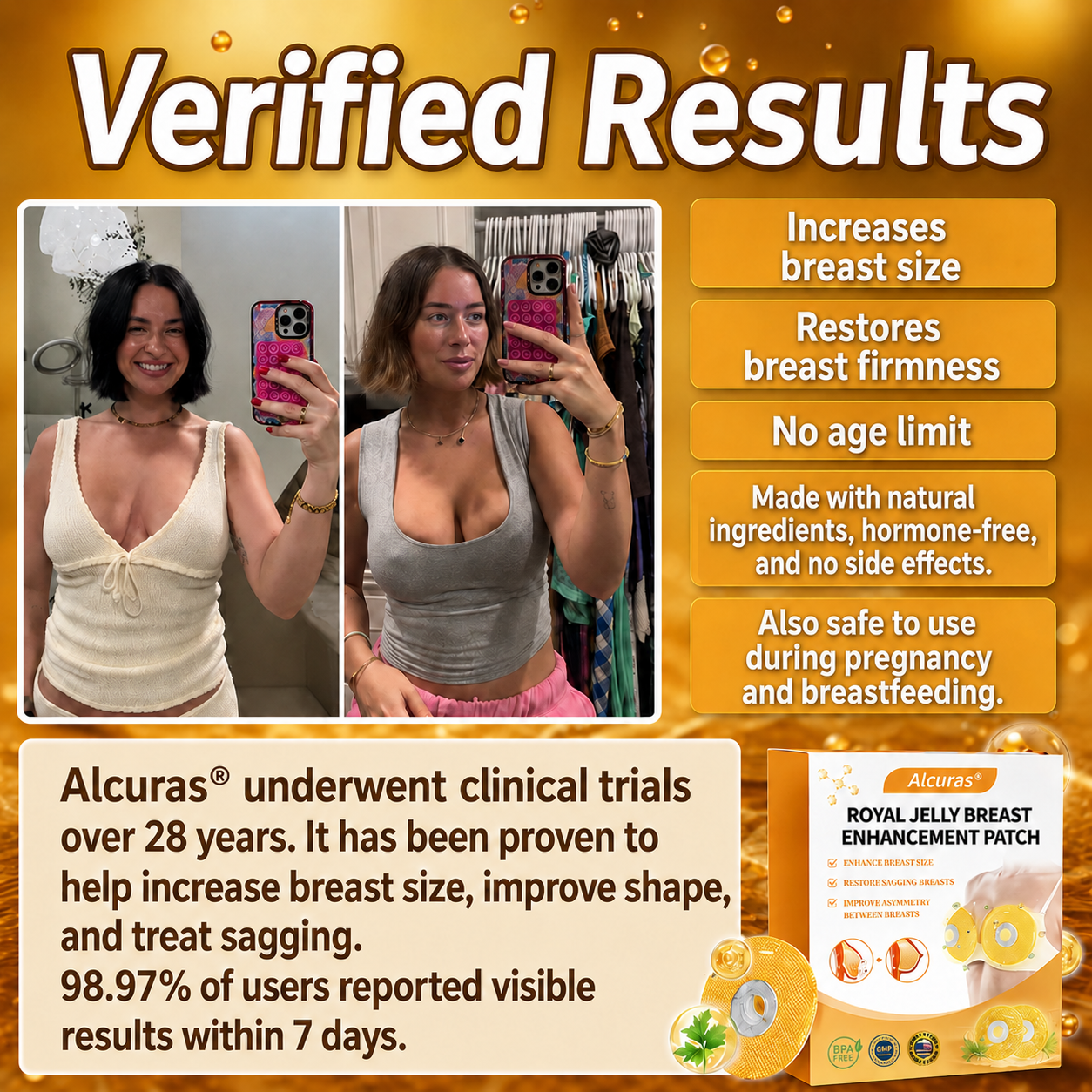 Alcuras®🩰 Breast Enhancement Patch with Royal Jelly-Safe for use while breastfeeding.