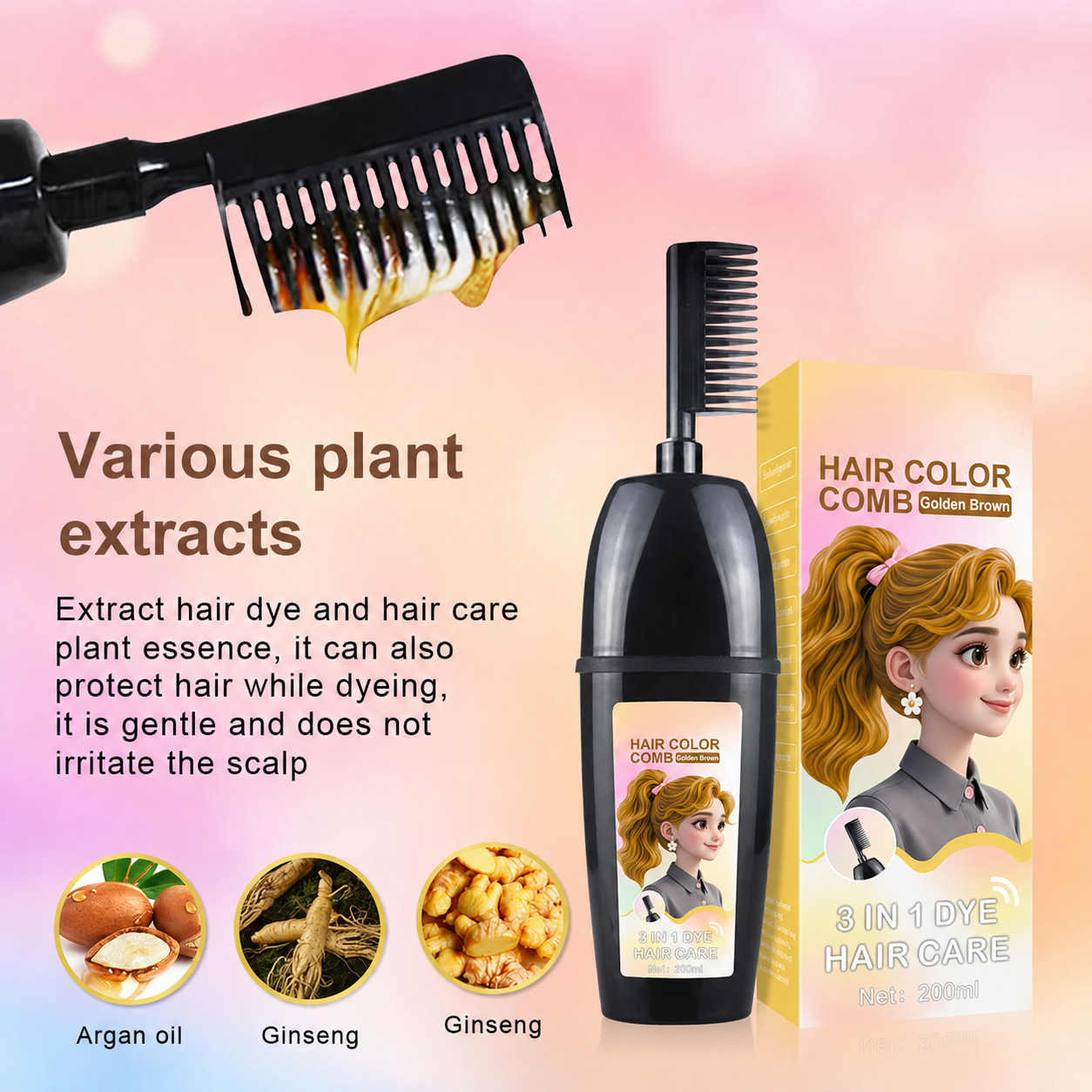 🔥Last Day 50% OFF🧴3-in-1 herbal hair coloring comb