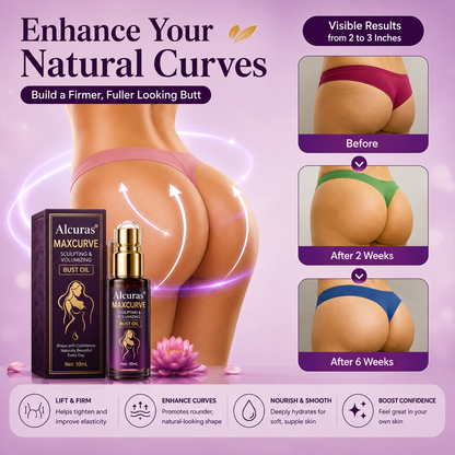 Alcuras® MaxCurve Multi-Zone Sculpting Oil – Lift, Volume & Curve for Bust & Butt