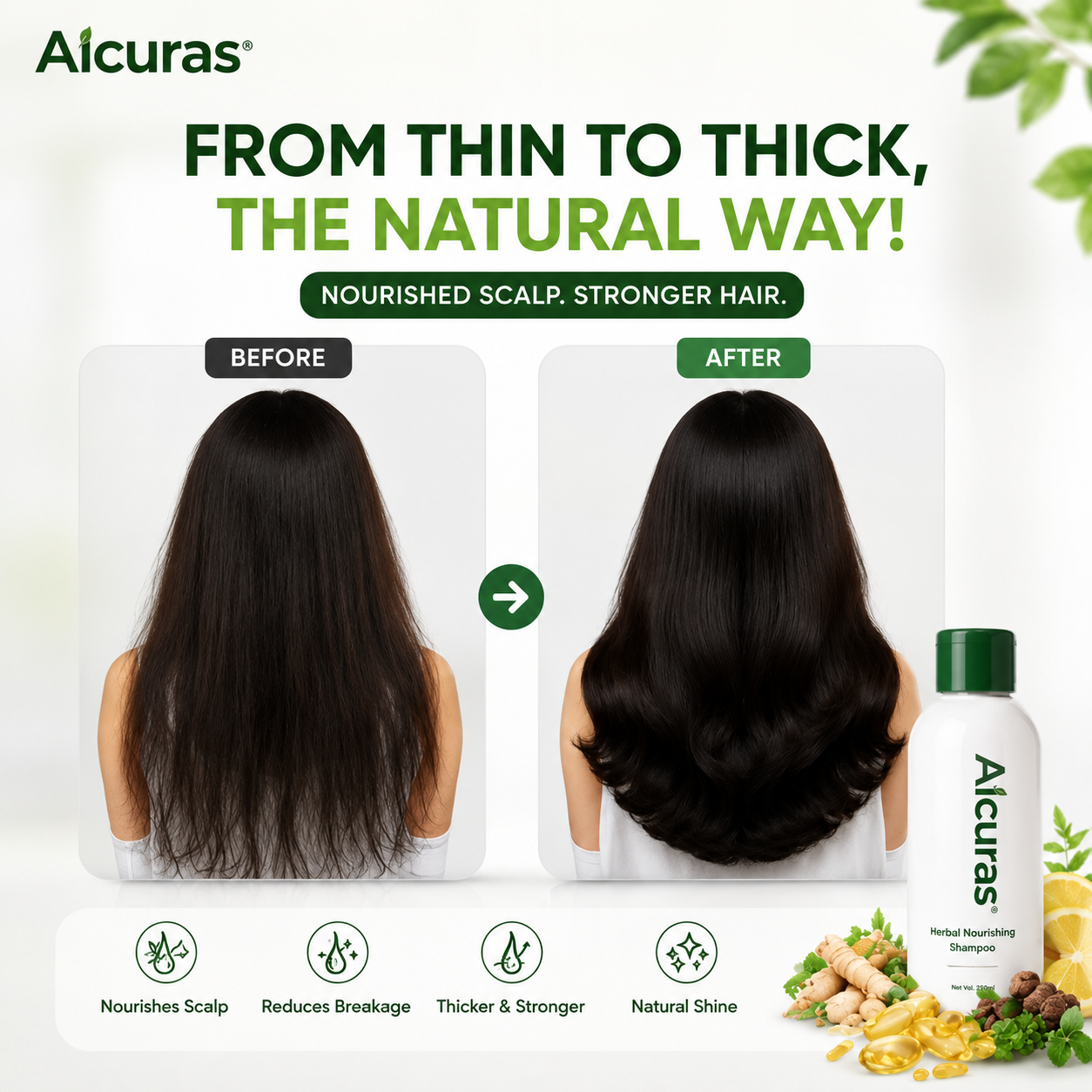 Alcuras® Herbal Shampoo – Anti-Hair Thinning