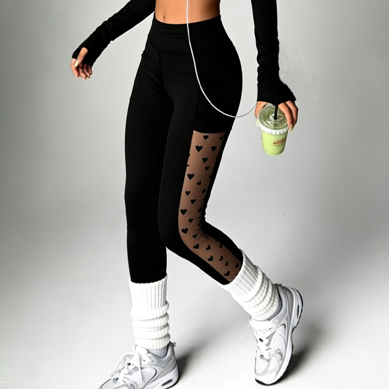 Women's Mesh High Waist Yoga Pants with Pockets
